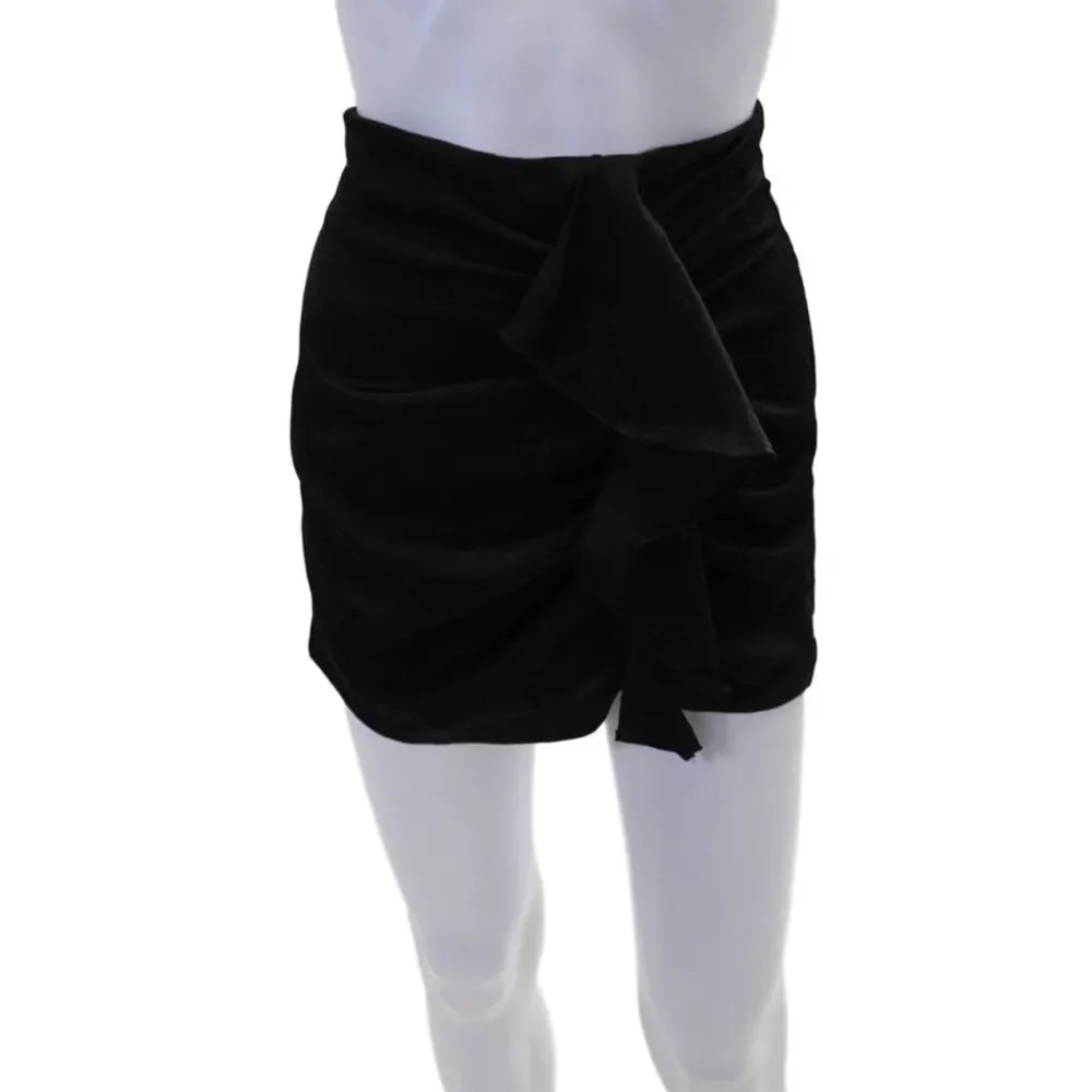 Zara Womens Back Zip Mid Rise Satin Short Shorts Black Size Extra Small